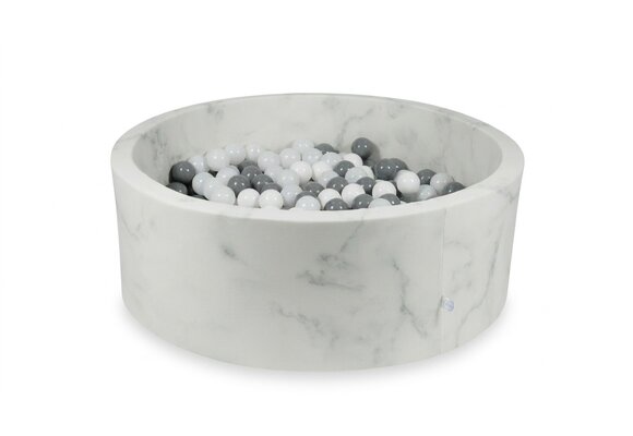 Ballenbak marmer met 500 wit, grijs, zwarte ballen - 115 x 40 cm - rond