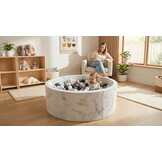 Ballenbak marmer met 500 wit, grijs, zwarte ballen - 115 x 40 cm - rond