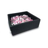 Ballenbak - 600 ballen - 110 x 110 cm - ballenbad - vierkant zwart