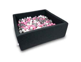 Ballenbak - 600 ballen - 110 x 110 cm - ballenbad - vierkant zwart