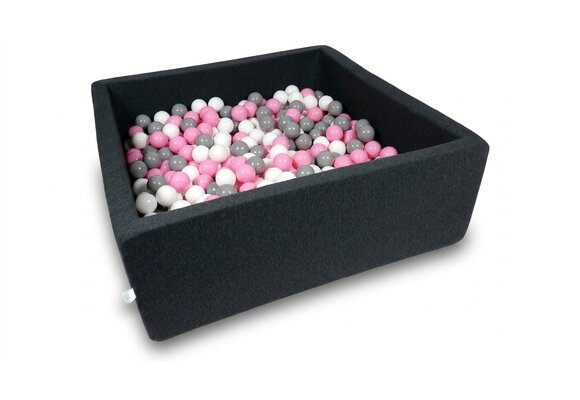 Ballenbak - 600 ballen - 110 x 110 cm - ballenbad - vierkant zwart