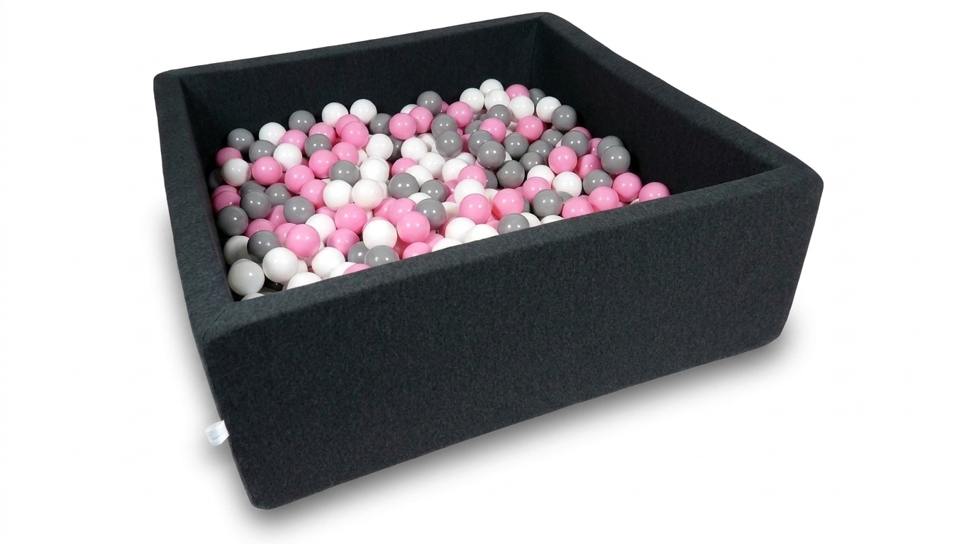 Ballenbak - 600 ballen - 110 x 110 cm - ballenbad - vierkant zwart