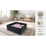 Ballenbak - 600 ballen - 110 x 110 cm - ballenbad - vierkant zwart