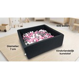 Ballenbak - 600 ballen - 110 x 110 cm - ballenbad - vierkant zwart