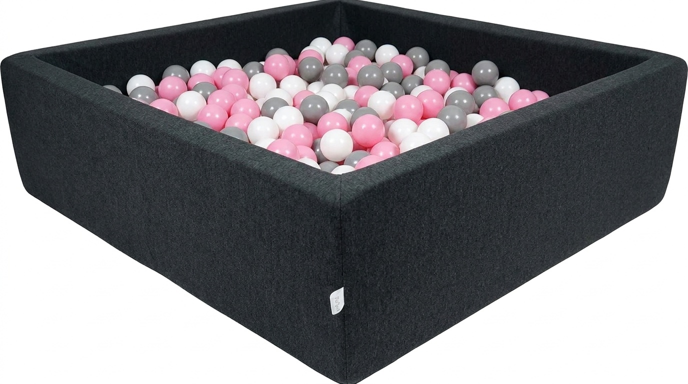 Ballenbak - 600 ballen - 110 x 110 cm - ballenbad - vierkant zwart