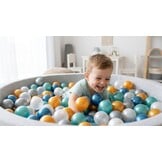 Ballenbak ballen 300 stuks 7cm, goud, zilver, transparant, turqoise, lichtblauw