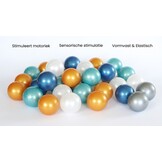 Ballenbak ballen 300 stuks 7cm, goud, zilver, transparant, turqoise, lichtblauw