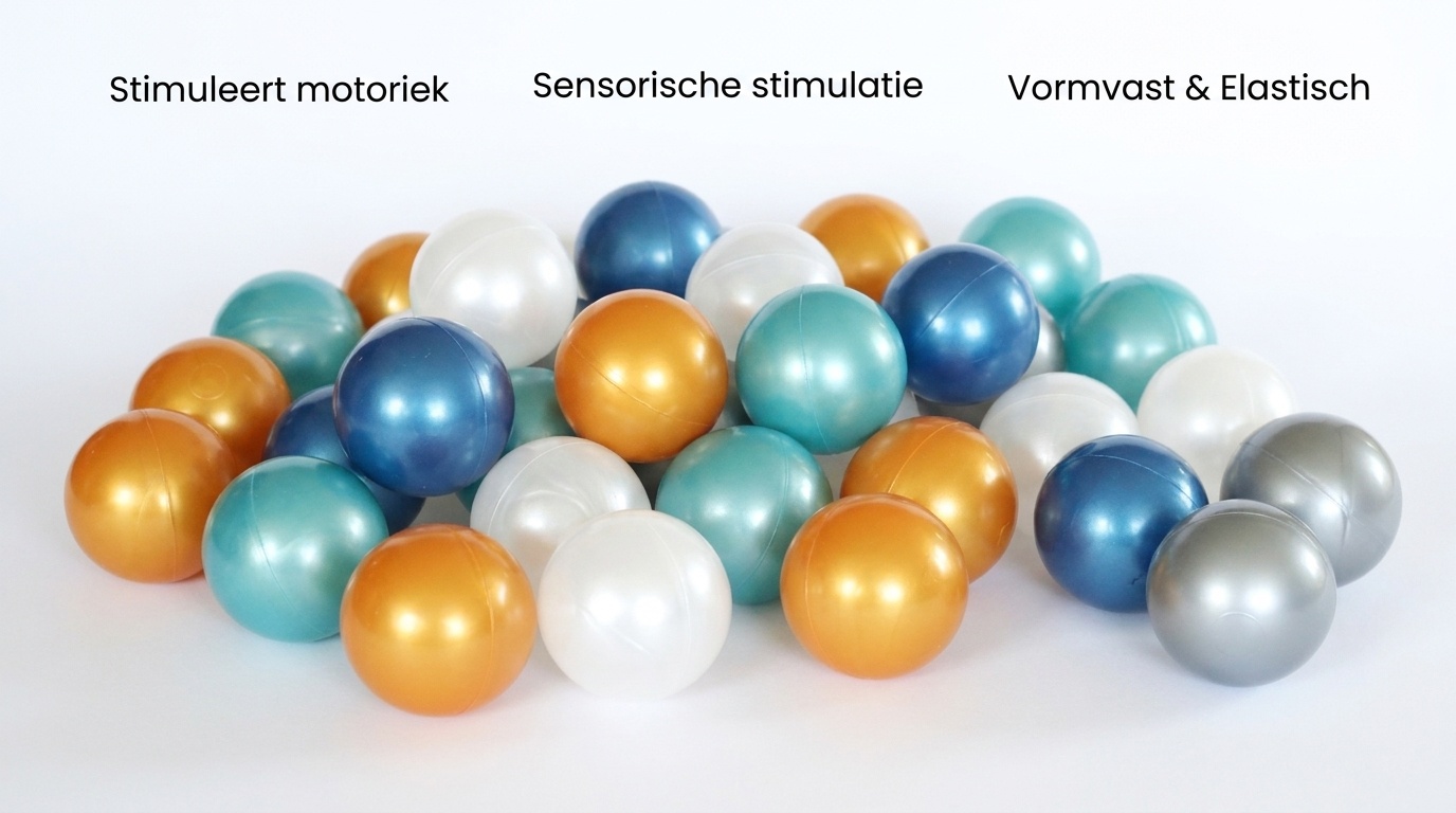 Ballenbak ballen 300 stuks 7cm, goud, zilver, transparant, turqoise, lichtblauw