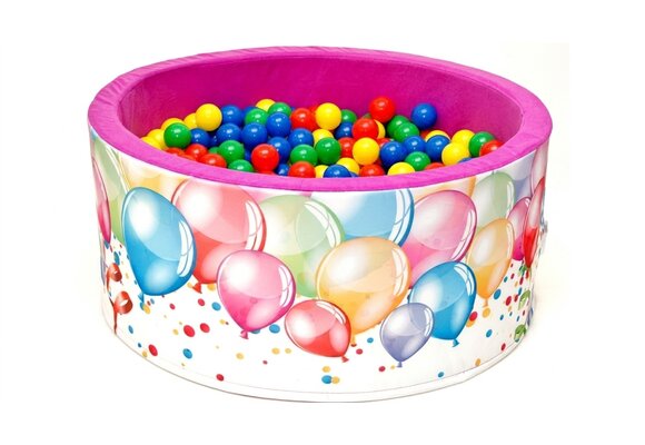 Ballenbak - stevige ballenbad -90 x 40 cm - 200 ballen Ø 7 cm - geel, blauw, rood en groen