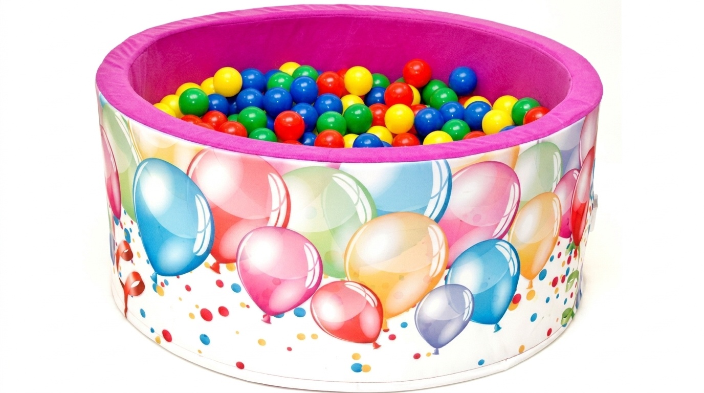 Ballenbak - stevige ballenbad -90 x 40 cm - 200 ballen Ø 7 cm - geel, blauw, rood en groen