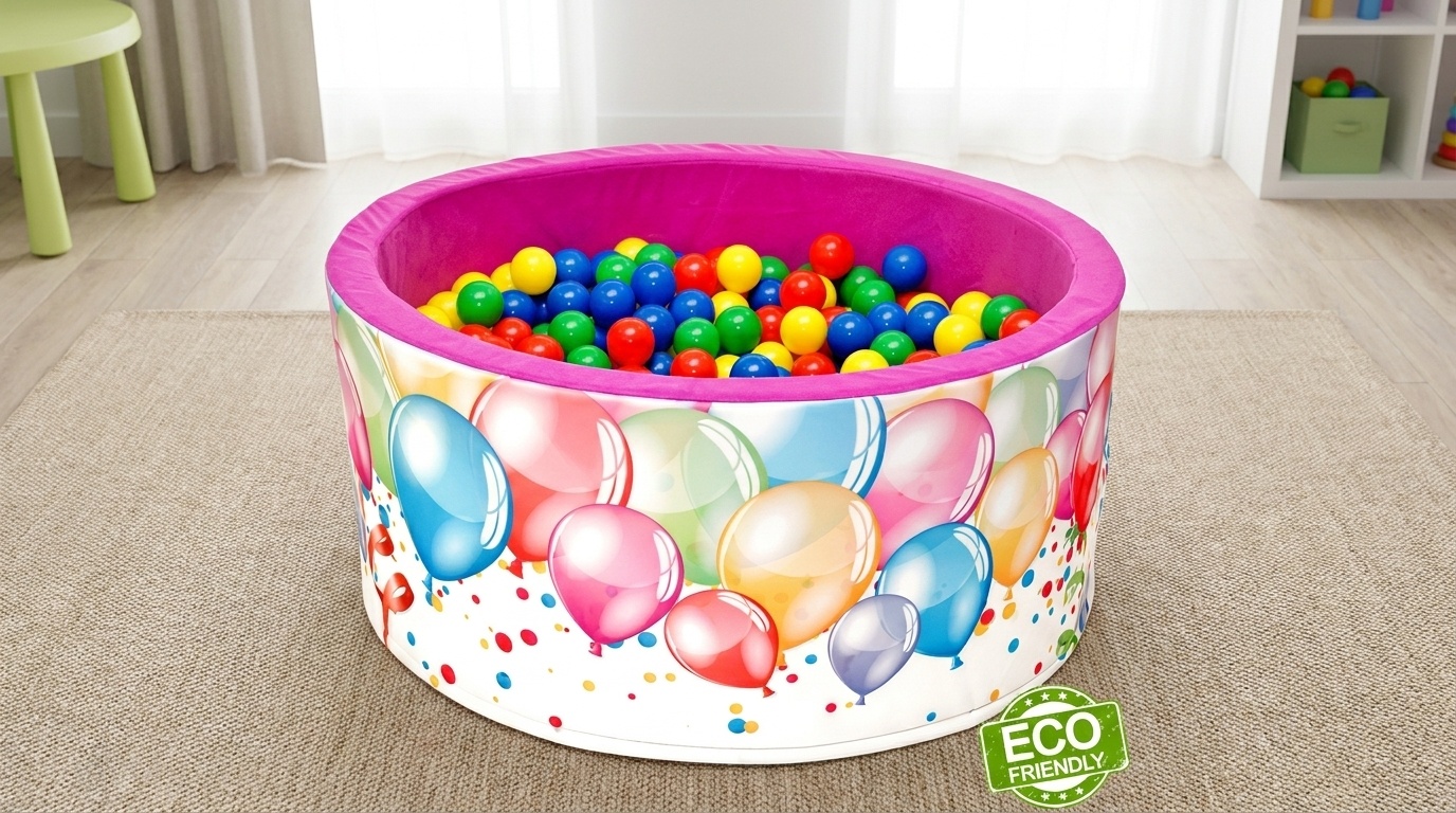 Ballenbak - stevige ballenbad -90 x 40 cm - 200 ballen Ø 7 cm - geel, blauw, rood en groen