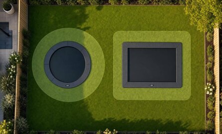Rechthoekige of ronde trampoline: springgevoel, ruimtegebruik en veiligheid