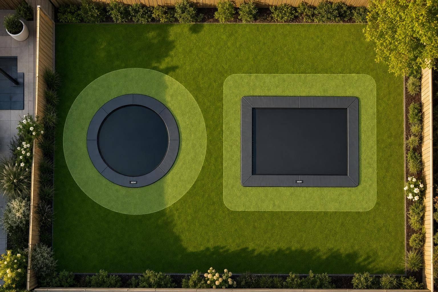 Rechthoekige of ronde trampoline: springgevoel, ruimtegebruik en veiligheid