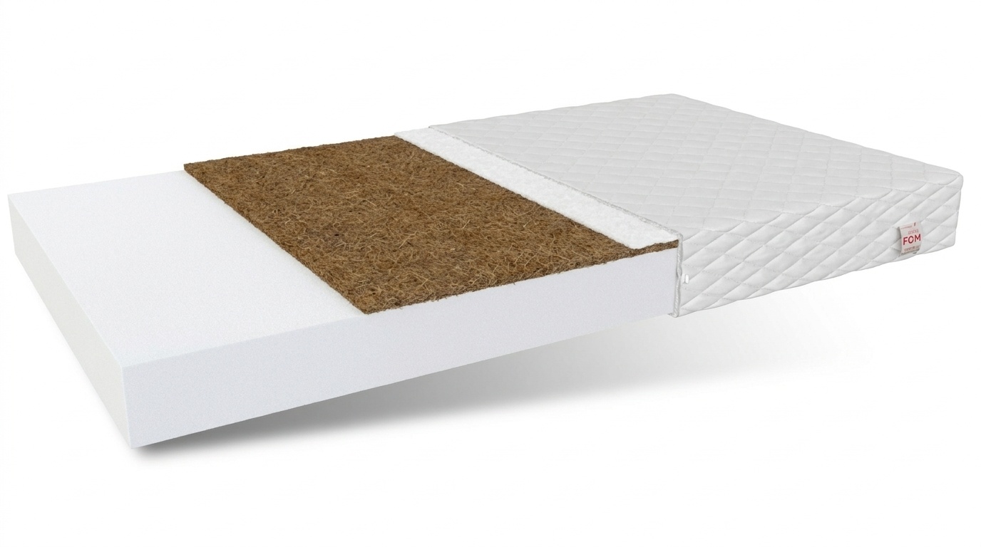 Kindermatras kokos 90x160cm, schuim & latex, wit