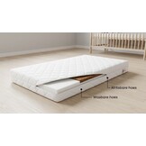 Kindermatras kokos 90x160cm, schuim & latex, wit