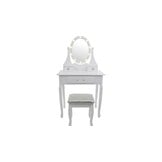 Make-up tafel met LED spiegel - Wit, Grenen/MDF, 80x40x137cm
