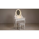 Make-up tafel met LED spiegel - Wit, Grenen/MDF, 80x40x137cm
