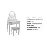 Make-up tafel met LED spiegel - Wit, Grenen/MDF, 80x40x137cm