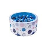 Ballenbak - stevige ballenbad -90 x 40 cm - 200 ballen Ø 7 cm - donkerblauw, grijs, zwart en lichtblauw