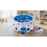 Ballenbak - stevige ballenbad -90 x 40 cm - 200 ballen Ø 7 cm - donkerblauw, grijs, zwart en lichtblauw