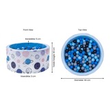 Ballenbak - stevige ballenbad -90 x 40 cm - 200 ballen Ø 7 cm - donkerblauw, grijs, zwart en lichtblauw