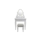 Witte kaptafel met lades - 80x40x137cm | Grenen & MDF | LED Spiegel