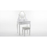 Witte kaptafel met lades - 80x40x137cm | Grenen & MDF | LED Spiegel