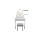Witte kaptafel met lades - 80x40x137cm | Grenen & MDF | LED Spiegel