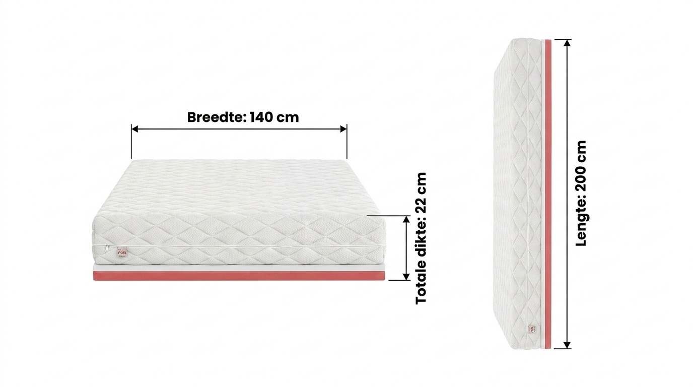 Matras 22cm H4 H3 - 140x200 pocketvering wit latex
