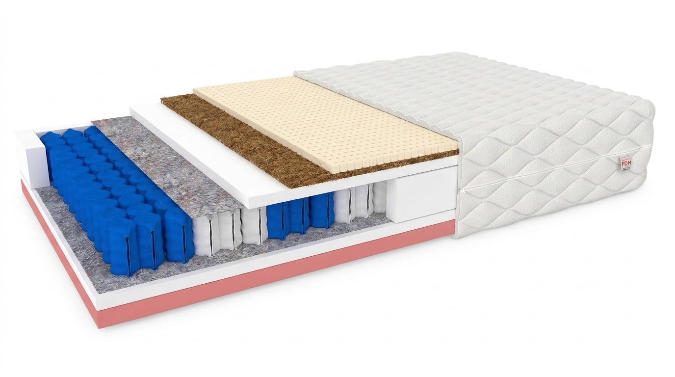 Pocketvering matras 7 zones 140x200 - Wit - 22cm dik