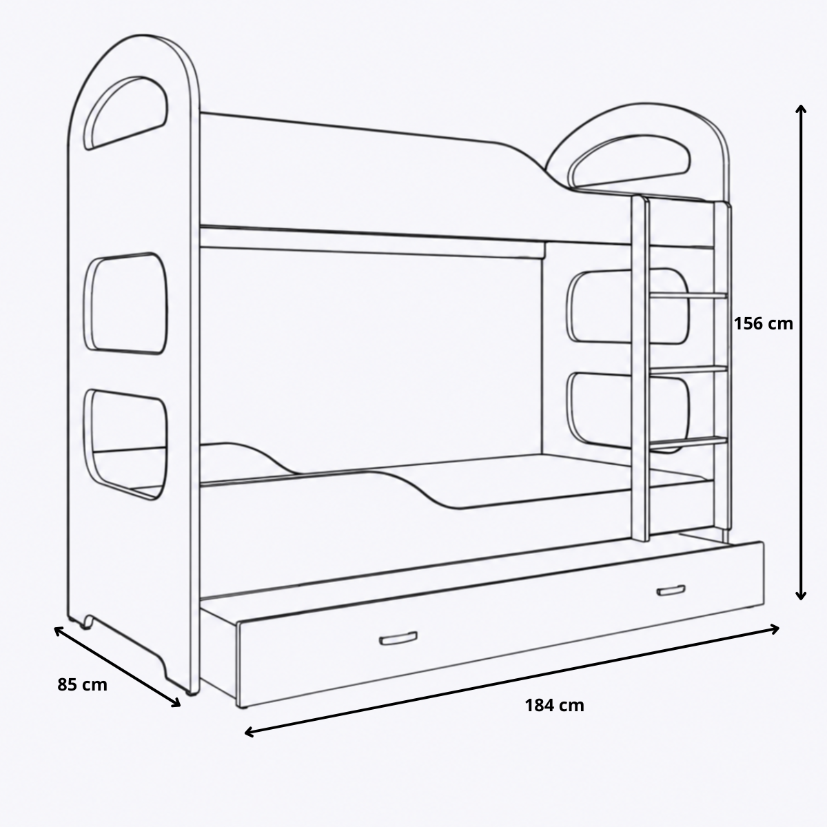 Wit stapelbed - 180x80 cm - kinderbed met 2 matrassen