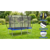 Trampoline rechthoekig - 180x270cm - met veiligheidsnet - blauw