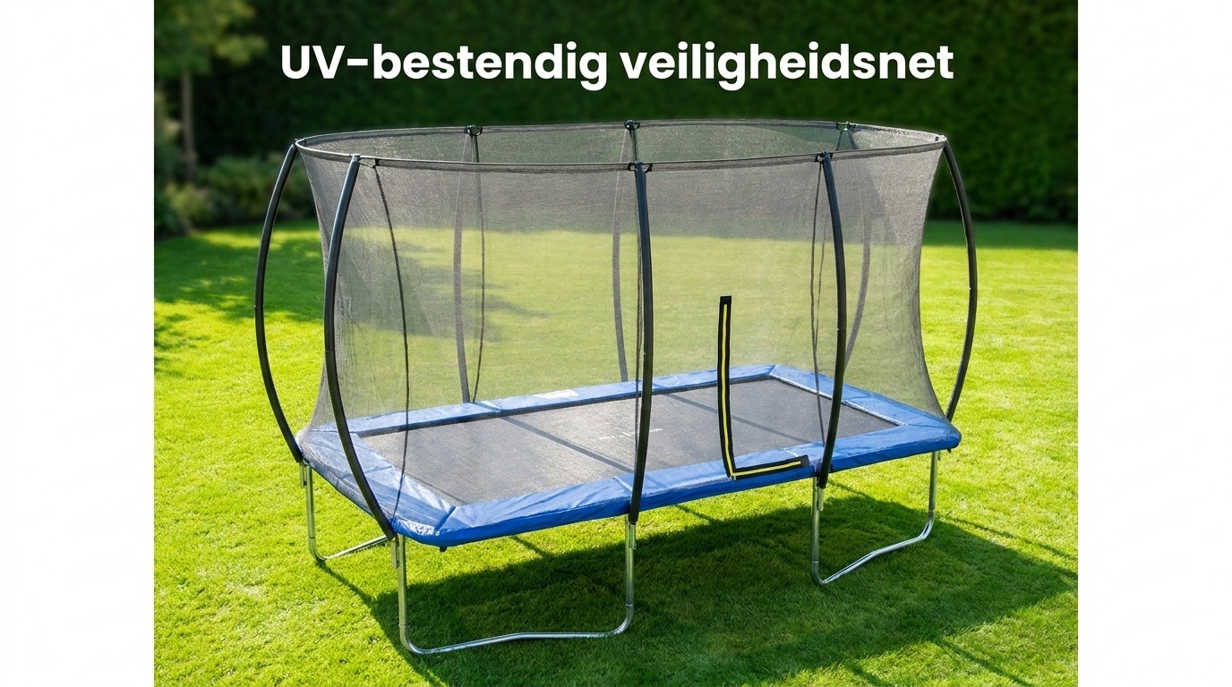 Trampoline rechthoekig - 180x270cm - met veiligheidsnet - blauw