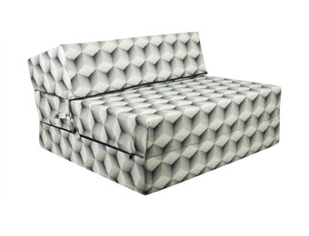 Logeerbed kubusprint - Opvouwbaar matras 90x200x15 cm Groen/Wit Foam