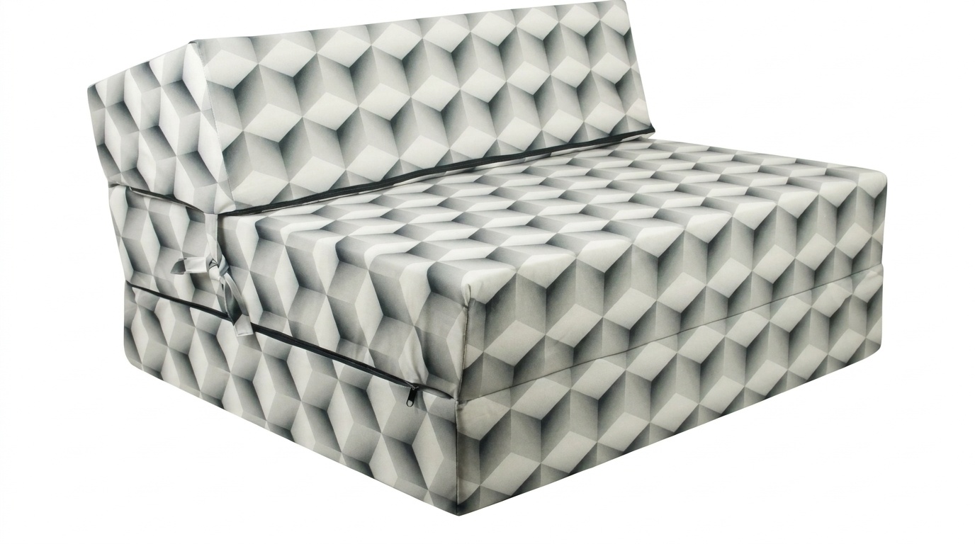 Logeerbed kubusprint - Opvouwbaar matras 90x200x15 cm Groen/Wit Foam