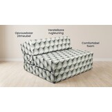 Logeerbed kubusprint - Opvouwbaar matras 90x200x15 cm Groen/Wit Foam