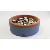 Blauwe ballenbad - stevige ballenbak - 90 x 30 cm - 200 ballen Ø 7 cm - wit, goud, zilver, zwart