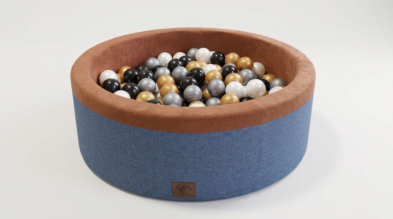Blauwe ballenbad - stevige ballenbak - 90 x 30 cm - 200 ballen Ø 7 cm - wit, goud, zilver, zwart