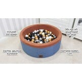 Blauwe ballenbad - stevige ballenbak - 90 x 30 cm - 200 ballen Ø 7 cm - wit, goud, zilver, zwart