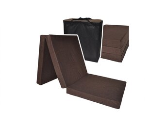 Logeermatras - bruin - camping matras - reismatras - opvouwbaar matras - 195 x 80 x 10