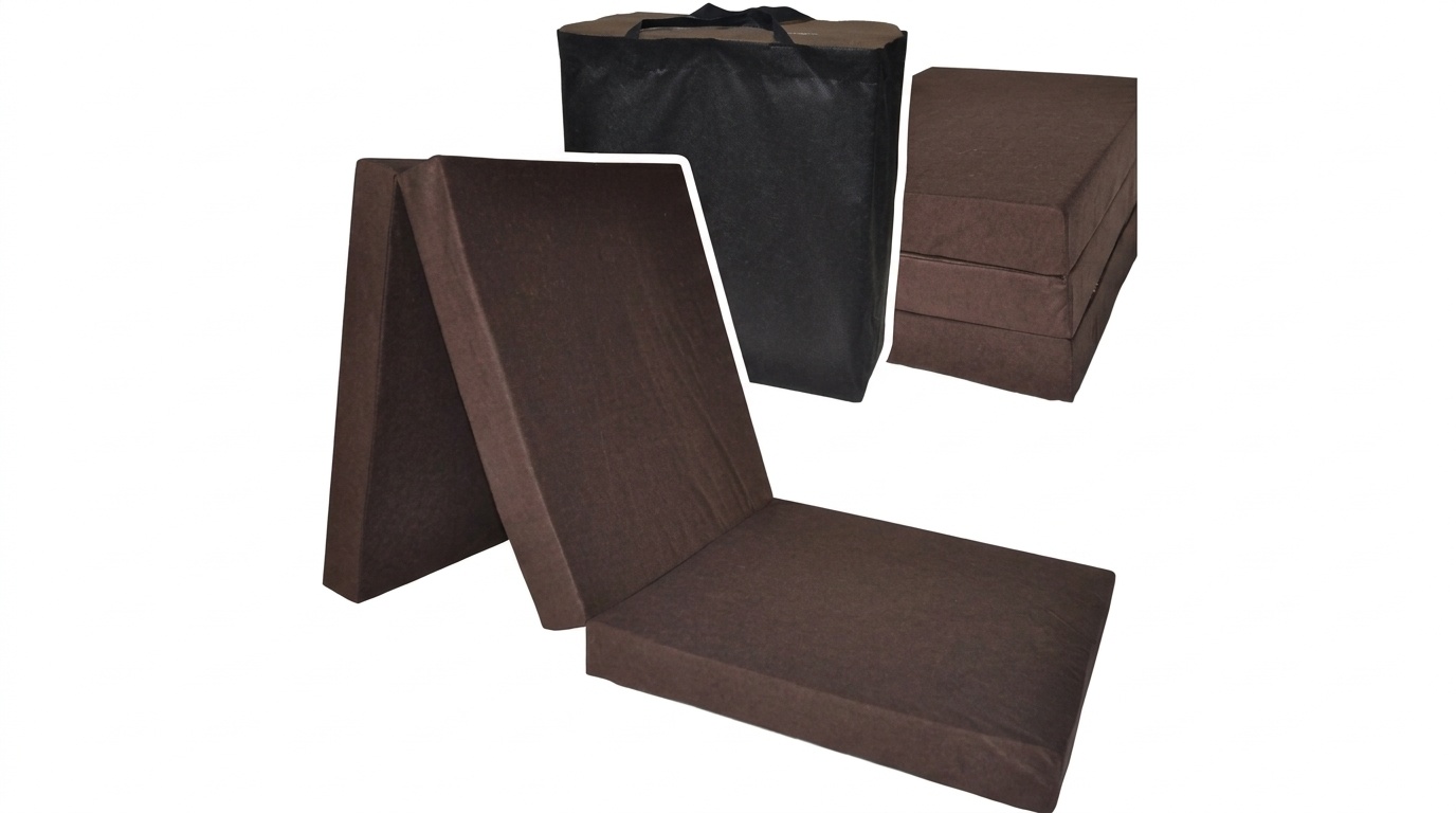 Logeermatras - bruin - camping matras - reismatras - opvouwbaar matras - 195 x 80 x 10
