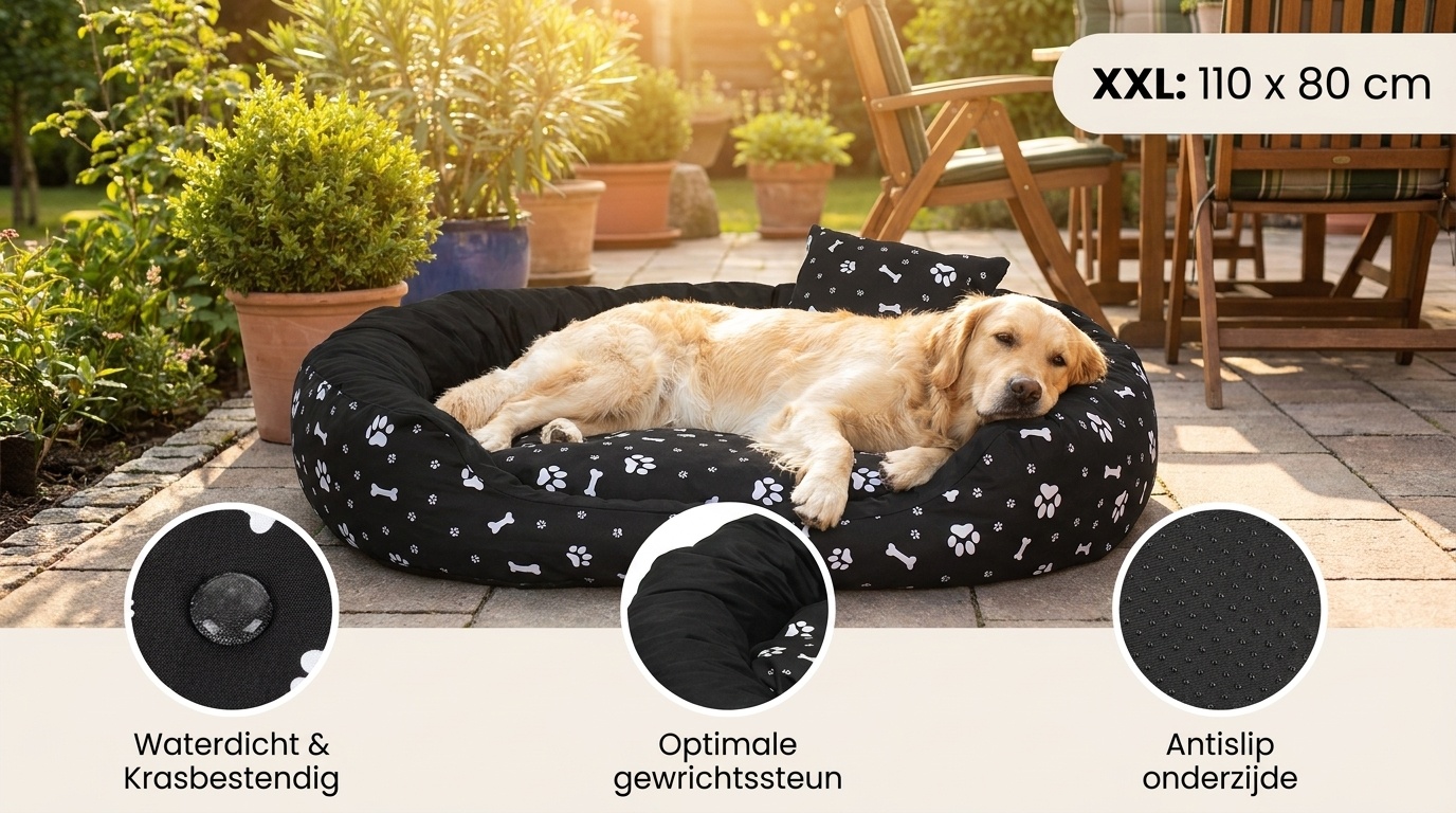 XXL Hondenbed van kunstleer - hondenkussen hondensofa kattenbed hondenkorf - waterdicht 110 X 80 cm