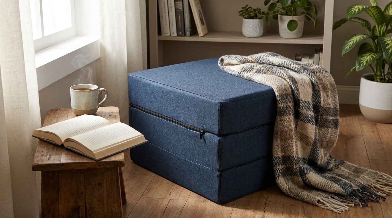 Logeermatras opvouwbaar Navy Blue | 195x65x10cm Foam