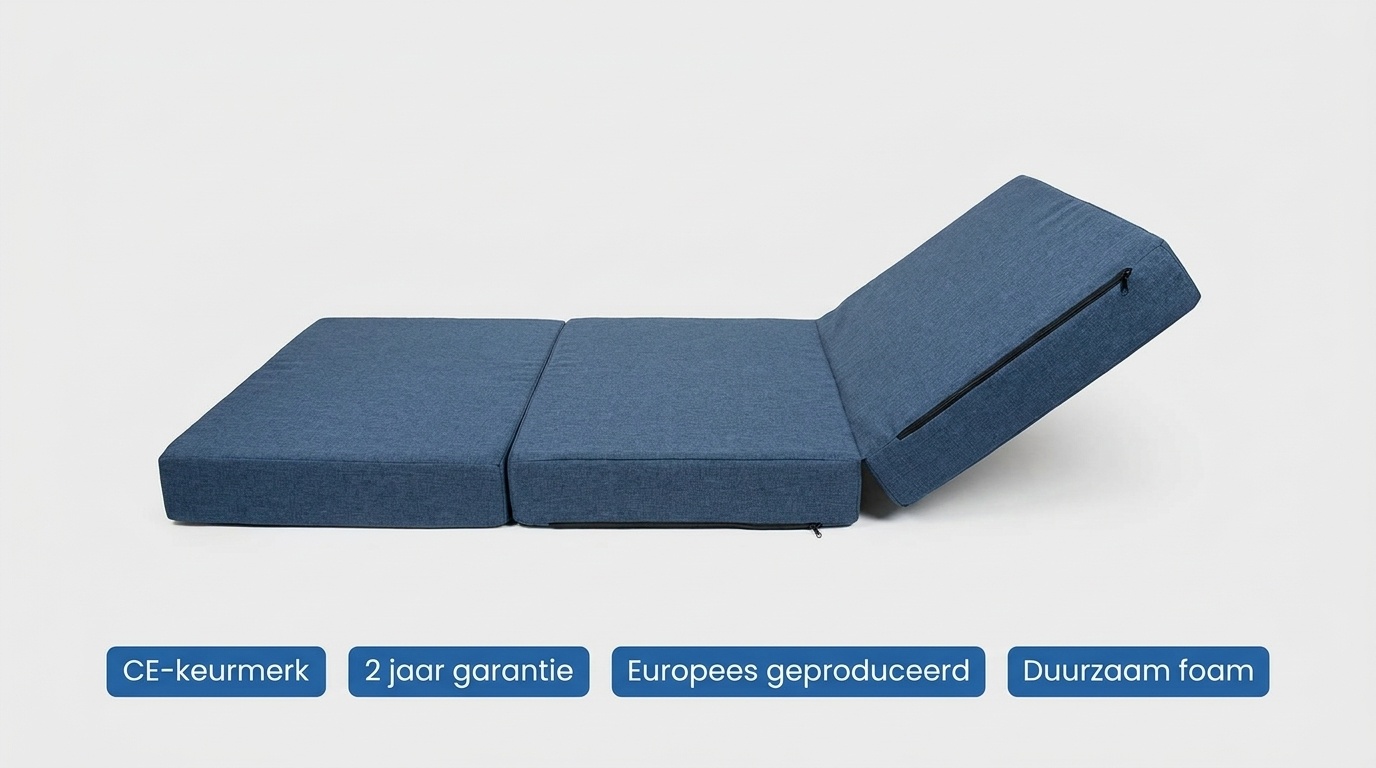 Logeermatras opvouwbaar Navy Blue | 195x65x10cm Foam