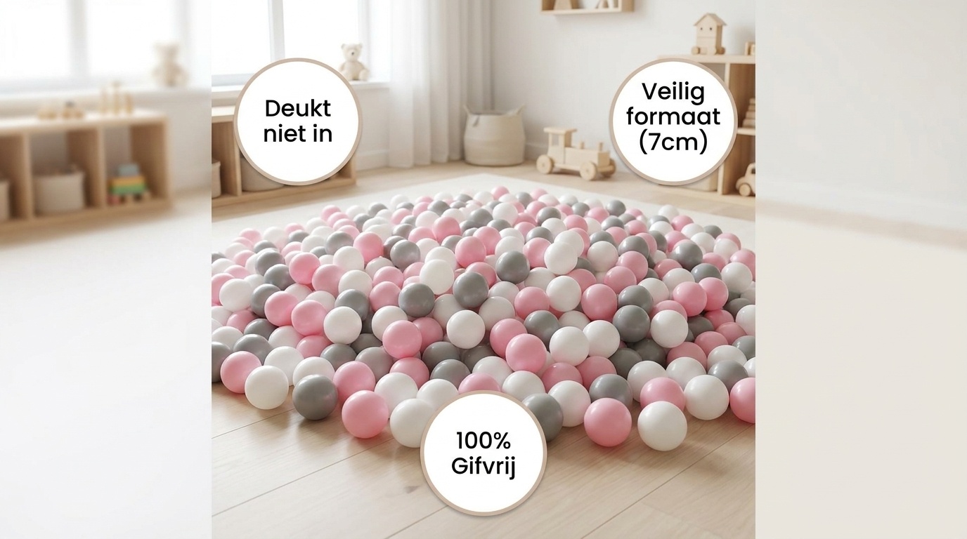 Ballenbak ballen 300 stuks 7cm, wit, roze, grijs