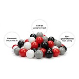 Ballenbak ballen 300 stuks 7cm, wit, rood, grijs, zwart