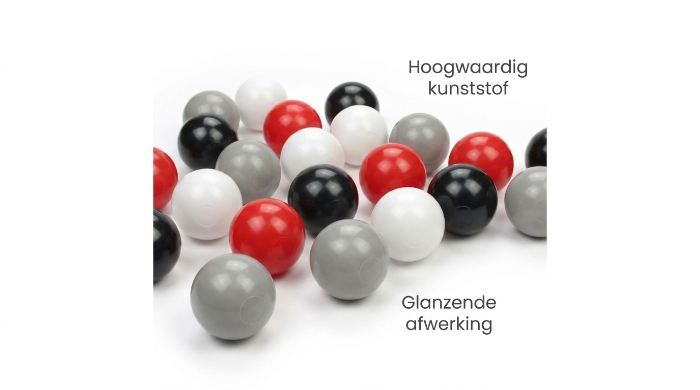 Ballenbak ballen 300 stuks 7cm, wit, rood, grijs, zwart