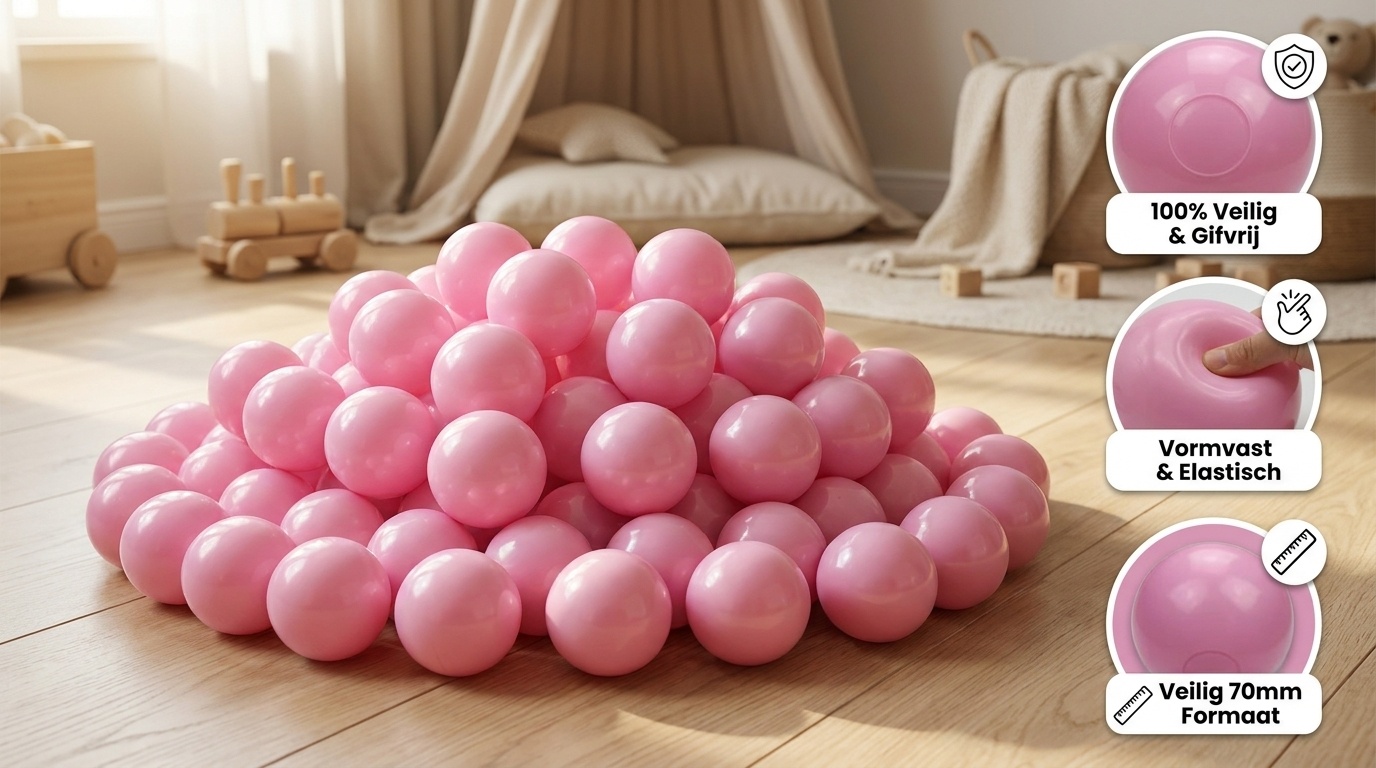 Ballenbak ballen poeder roze (70mm) 300 stuks