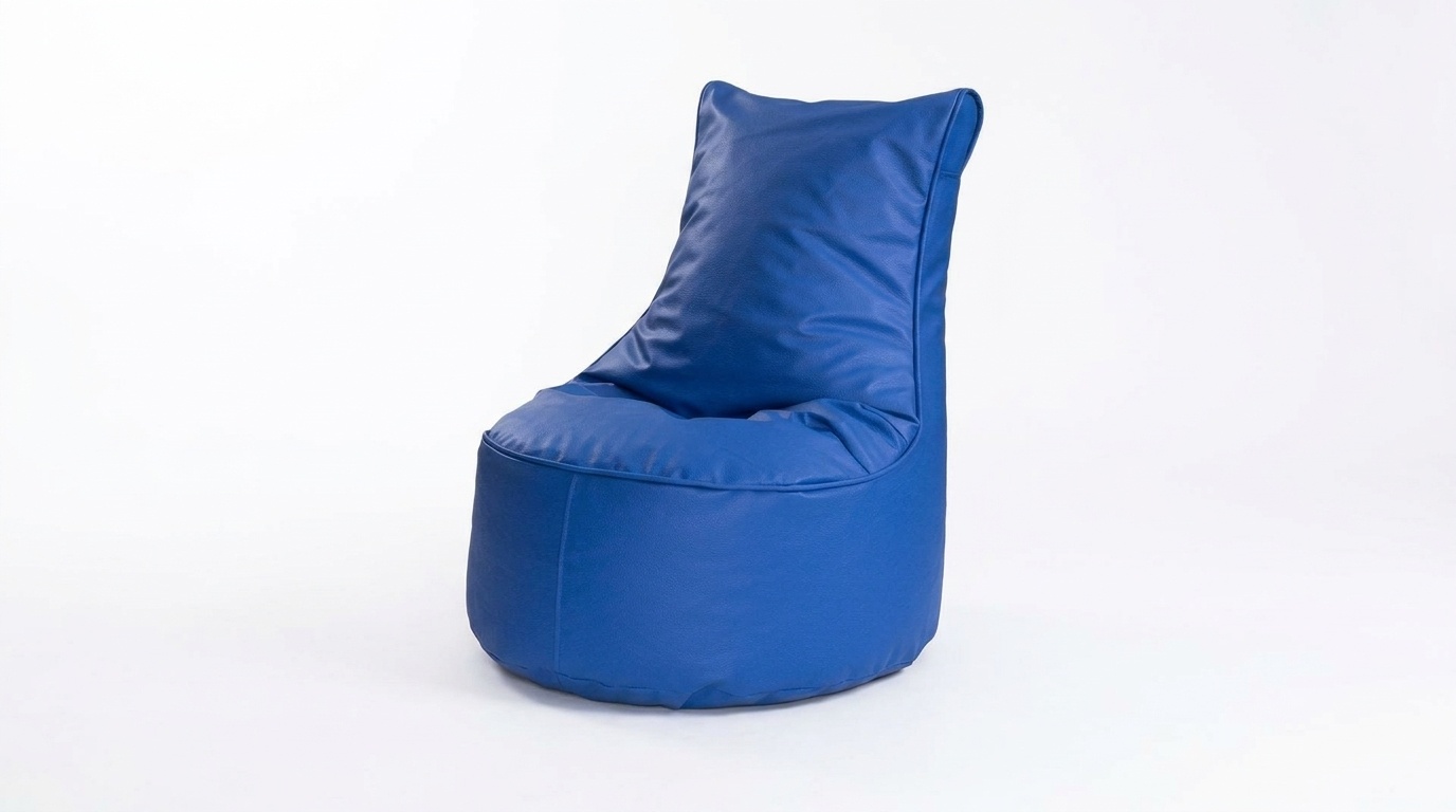 Zitzak kind 75cm blauw kunstleer