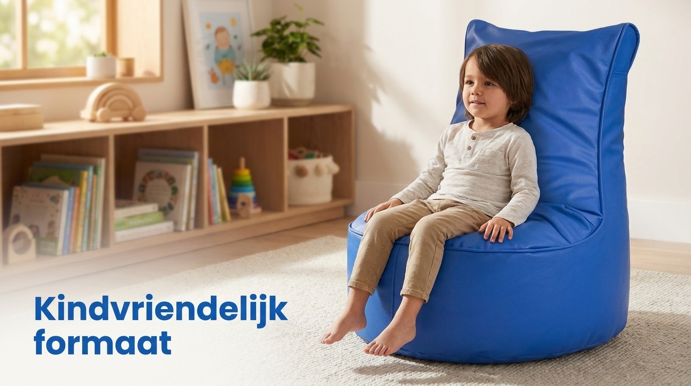 Zitzak kind 75cm blauw kunstleer